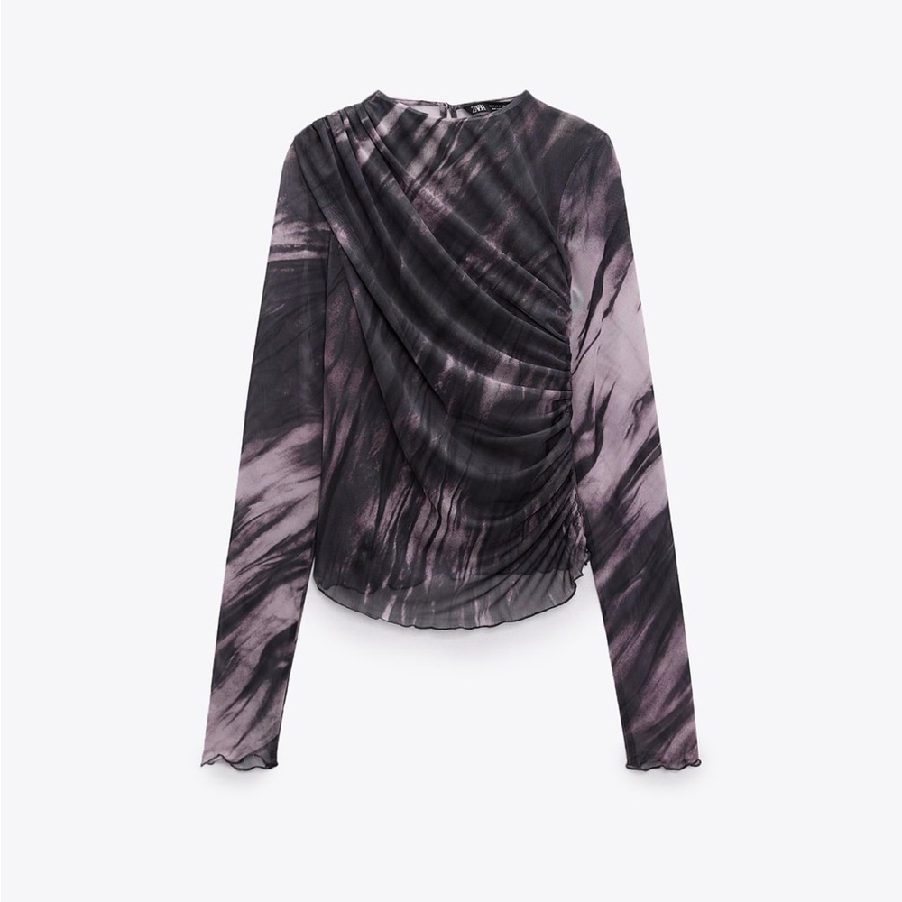 ZARA PRINTED RUCHED TULLE TOP & SKIRT 9250/081/235/009 - Picture 4 of 10